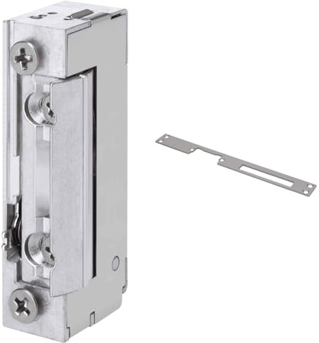 Eff-Eff 118E-A71 Türöffner 118E FaFix 10-24V AC/DC ohne Schließblech & ORNO Schließblech Einfach Symmetrisch Kurz Vernickelt (25/250/3 mm)