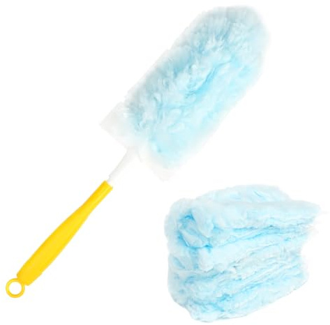 Duster Refill for Swiffer Duster, 10 Pack Heavy Duty Duster Refills with Flash Dust Magnet, Multi-Surface 360° Duster with 1 Handle Disposable Fluffy Dusters for Cleaning (Blue) | 360° Fluffy Disposable Duster Refills with Flash Dust Magnet, Multi-Surface Dust Cleaning Replacement Cloths (10Pack, Blue)