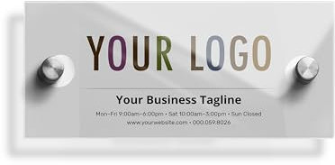 Letrero acrílico personalizable para puerta, Placa Personalizada Puerta con Logotipo e Información Comercial, Ideal para Oficinas y Espacios Profesionales