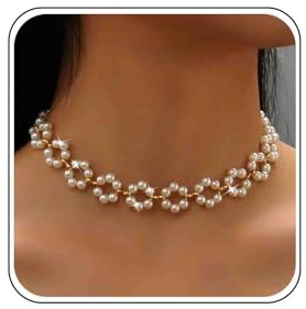 Gold Perlenkette Choker Zierliche Perlenkette Braut Hochzeit Weiße Blume Perlenkette Station Halskette Perlen Perlen Strang Halskette Perle Kette Halskette Einfach Kurzes Halsband Schmuck Für Frauen