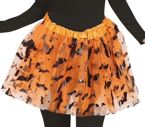 Fiestas GUIRCA Tutu Orange décoré (40 cm) - Accessoire de déguisement pour Femme Adulte - Idéal pour Halloween, Les fêtes de Pirates et Les célébrations - Textile - Orange et Noir