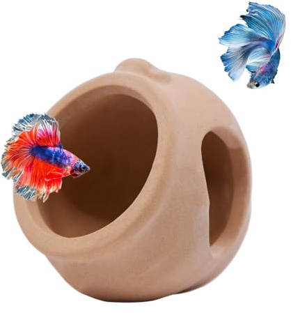 AnRui Aquarium Decorations Mini Ceramic Jar Fish Tank Hideout Cave Cute Pot Aquarium Accessories Decor Ornaments for Cichlid, Small Fish, Shrimp to Play Hide Breed Habitat