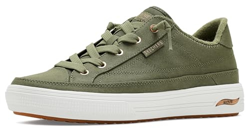 Skechers Women's Arch Fit Arcade-Meet Ya There Sneaker, Olive, 8.5