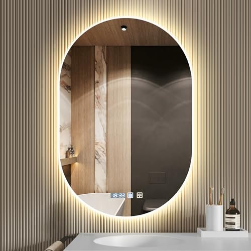 Litglobe Specchio Bagno con Luce 50x75cm,Specchio Bagno LED con Antiappannamento,Specchi𝗼 da Bagn𝗼 con Interruttore Touch,3000K-6500K Dimmerabile
