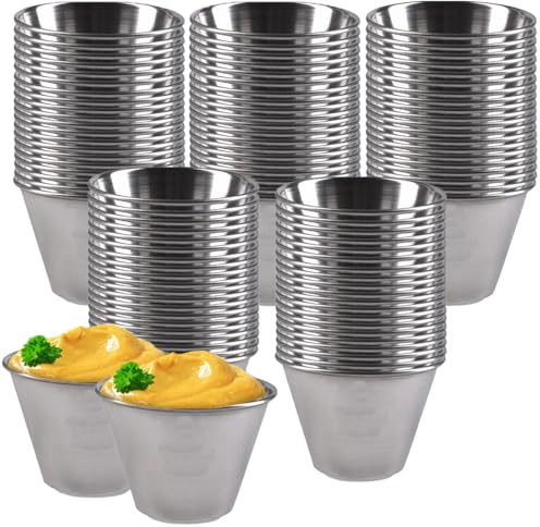 Kitchen kemistry – Lot de 100 grands ramequins à sauce en acier inoxydable