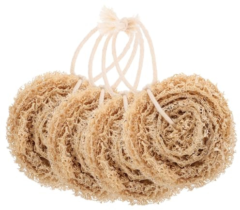 Veemoon 4pcs Loofah Dishwashing Sponges Lightweight and Easy to Dry Natural Loofah Material Reusable Scrub Sponges for Cleaning Dishes and Bowls in Kitchen