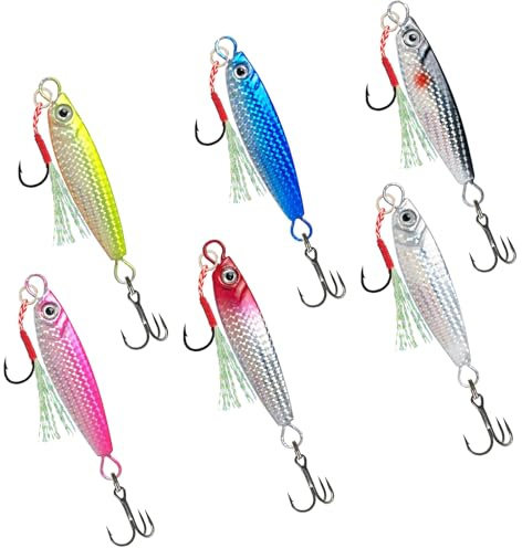 Sea Fishing Lures, 6 Lures 20g with 3 Hooks