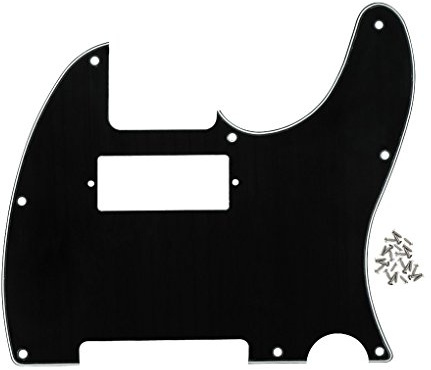 FLEOR 3-lagige 8-Loch-Scratch-Frontplatte TL MINI Humbucker-Schlagbrett für den Ersatz von Gitarren im TL TEcaster-Stil, schwarz/weiß/schwarz, montierte Schraube