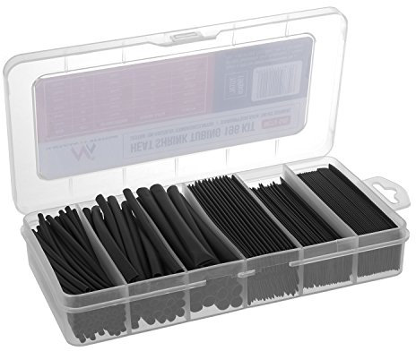 Maclean - MCTV-545 Juego de Tubos termoretráctiles 196 Piezas de Color Negro y Diferente diámetro