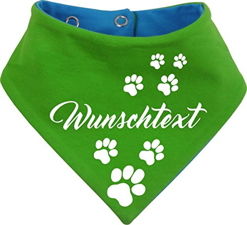 Hunde Wende-Halstuch mit Wunschtext (Lime-royal) (Gr.2 - HU 31-35 cm)