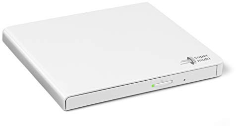 Hitachi-LG GP57EW40 Grabadora Externa DVD Unidad USB 2.0 Portátil Delgado DVD-RW CD ROM Rewriter para escritorio PC o Ordenador Portátil de Escritorio Windows y Mac OS con Conectividad de TV - Blanco