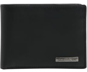 Quiksilver Gutherie - Portafoglio pieghevole in pelle da uomo., Nero , m, Portafoglio Bifold