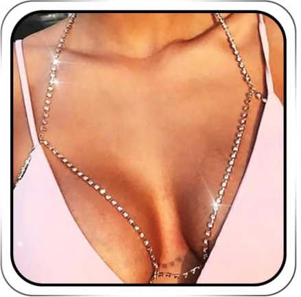 IYOU Bling Strass Körperkette Gold Kristall Funkelnd BH Kette Sexy Bikini Nachtclub Brustkette Zubehör Pro Frau und Mädchen