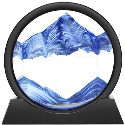 Wai Danie Sandbilder zum Drehen 3D Sandscape - die Sandkunst in Tiefsee Fließende Sandmalerei Sandbild Geschenke Sanduhr Deko Aesthetic für Büro Wohnzimmer Schreibtisch Erwachsene Kinder (blau, 7'')