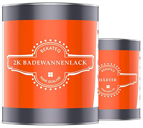 BEKATEQ Badewannenlack 1kg in Blau, Badewannenbeschichtung glänzend, 2K PU Badewannenfarbe - für Acryl, Emaille, GFK, Waschbecken, Duschtasse, Duschwanne, Wand- und Bodenfliesen Lack LS-410