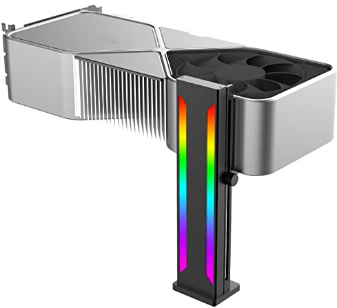 Soporte de Soporte de GPU, Soporte de Soporte de GPU ARGB de Tarjeta Gráfica, Soporte de GPU Deslizante de Base Magnética de Altura Ajustable de 5 V y 3 Pines para Evitar Que la (Negro)