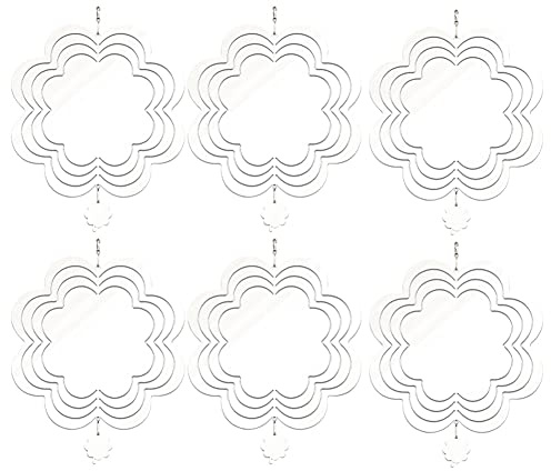 Hopbucan 6 Stück Sublimationswindspinner Rohlinge 3D Windspiele Hängende Windspiele für Innen- und Außenbereich Wetterfest, Gartendekoration, 20,3 cm