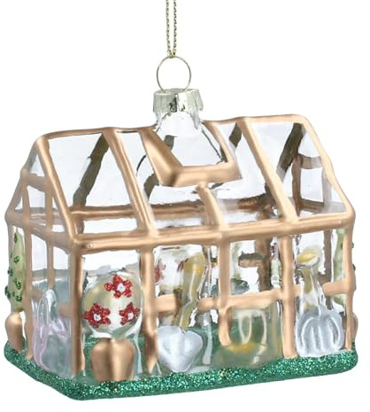 Gisela Graham Glass Greenhouse Christmas Tree Decoration, miniature greenhouse, Gardener decoration