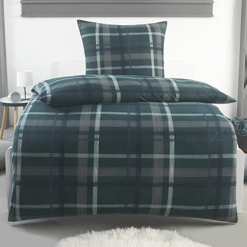 BaSaTex Flausch Fleece Winter Bettwäsche Set 2 teilig | 100% Mikrofaser Plüsch | 155x220 + 80x80 cm | Design 05