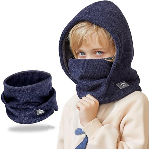 AYPOW Passamontagna Invernale in Pile Termico Bambini 4-10Anni, Maschera da Sci Termico Antivento Multifunzionale, Berretti Cappello in Pile Caldo Maglia Cappuccio Scaldacollo Sciarpa, Ragazzi Ragazze