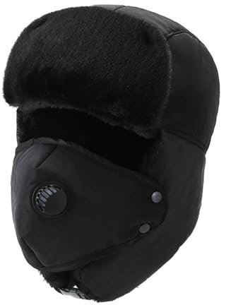 Gefomuofe Herren Wintermütze Unisex Winter Dicker Warme Winddicht Fliegermütze Fellmütze mit Ohrenklappen Skimütze Trappermütze Kunstfellmütze Trapper Cap Bomber Hut Russen Mütze