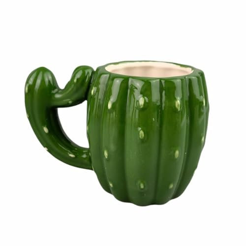 HOUSN 300 ml/10 oz Nordic Creative Kaktus Keramik Tasse Paar Pflanze Form Kreative 3D Wasserbecher für Büro Zuhause Restaurant Café Kaktus Becher,Grün