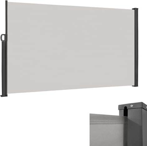 CEEDIR Toldo lateral extensible, 160 x 300 cm, protección visual, protección solar, toldo lateral, opaco, tela de toldo, protección contra el viento, para terraza, balcón, gris
