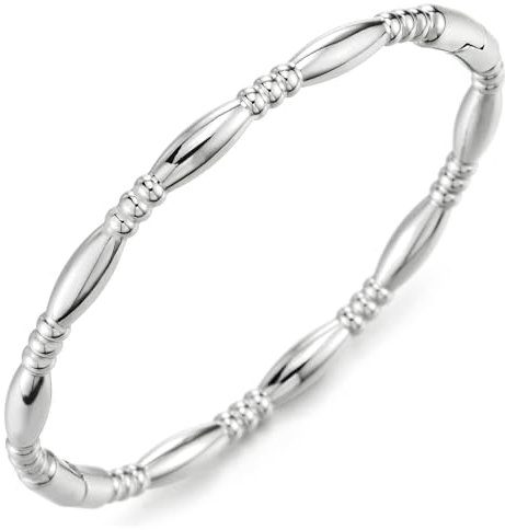 COOLSTEELANDBEYOND Stylish Armreif Armband für Damen Edelstahl, Wulst und Bar Design, Poliert