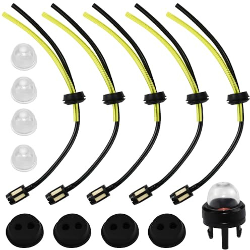 AFASOES 5 Stück Benzinfilter Benzinschlauch Dichtung Universal Set | Passend Für Freischneider,Rasenmäher,Rasentrimmer, Motorsense, Heckenschere Und Hochentaster Mit Primer Und Kraftstoffsystem