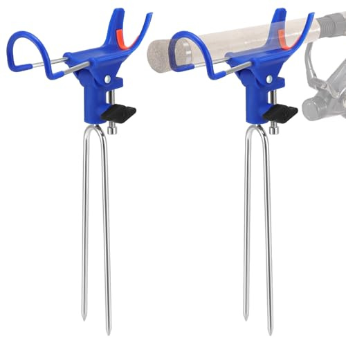 QWORK® Support de Canne à pêche en Acier Inoxydable 2 pièces, Support de Canne réglable à 360° avec revêtement en Caoutchouc