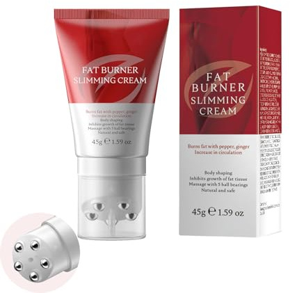 Fat Burner Schlankheitscreme mit Massagekugeln, Fettverbrennungscreme, heiße Creme für Cellulite und Schlankheit, verbrennt Fett mit Pfeffer Ingwer Natürliche Gewichtsabnahme & Körperformung 45g