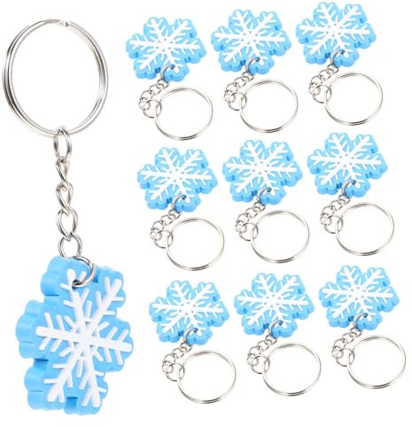 CIYODO 10 Stück Schneeflocken Schlüsselanhänger Weihnachts Deko Anhänger Aus Pvc Material Für Schlüsselringe Taschen Accessoires