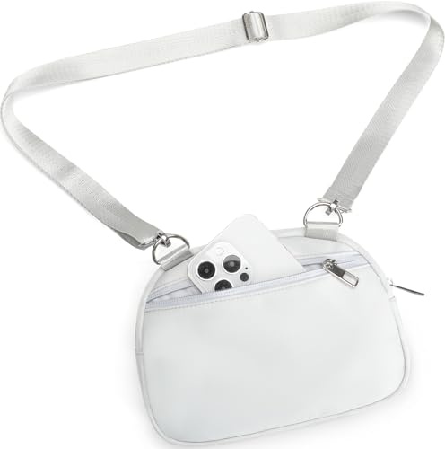 MAXTOP Kleine Crossbody Bag Damen Herren Umhängetasche Damen Handy Gürteltasche Geldbörse Fanny Pack mit verstellbarem Gurt für Reisen Casual Festival Geschenke Silbergrau