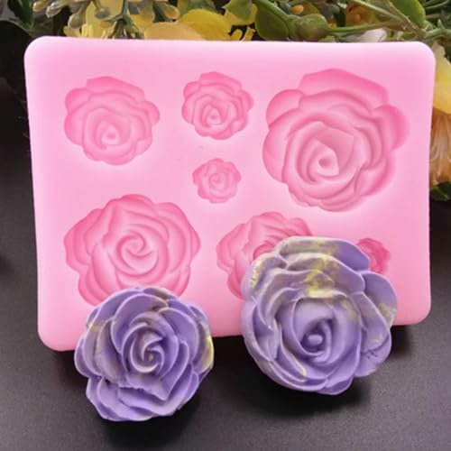 Epoxidharz-Formen, 8,2 x 6 x 1 cm, Rosenblüte, Silikonform, Schokolade, Dessert, Spitze, Dekoration, Zubehör, Kuchen, Fondant, Harz, Küchen-Backwerkzeug