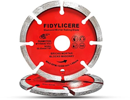 Fidylicere 2 x Diamond Mortar Rake Disc 115mm (4.5) for Angle Grinder – Masonry Joint Raking Blade, Brick Repointing Tool for Fast Removal of Old Mortar