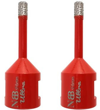 NBB Broca de diamante ultra calidad con M14, corona diamante para taladrar en seco y en húmedo en porcelana dura, cerámica, baldosas, granito, mármol, azulejo, para Amoladora Angular (2pcs, 6mm)