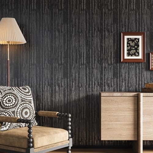 VaryPaper Tapete Stoffoptik Modern Strukturtapete Schwarz Matt 40cmx200cm Klebefolie für Möbel Dekofolie Möbelfolie Selbstklebend Schlafzimmer Tapete Hinterm Bett Wohnzimmer Schrankfolie Innenraum