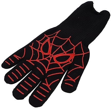 MOLUCKFU 1pc Heat Resistant Bbq Glove Fireproof Oven Mitt for Grilling Baking and Microwave Use Design Machine Washable and Reusable