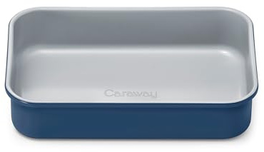 Caraway Antihaft-Backform, rechteckig, 22,9 x 16,5 cm, ungiftig, PTFE- und PFOA-frei, aluminisierter Stahlkern, tiefe Keramik-Backform für Aufläufe, Lasagne und mehr, Marineblau