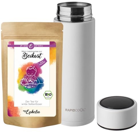 myEphelia Bio Babytee & Kindertee [Ohne Fenchel] zur Beikost, 55 Tassen | inkl. Nuby RapidCool: in 2 Min. zur perfekten Trinktemperatur, kühlt heißen Tee, spülmaschinenfest, ohne Stromanschluss