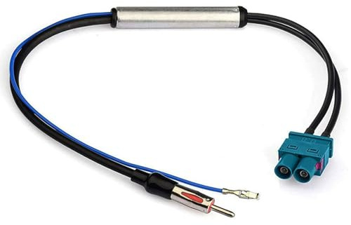 Autoradio Antenne Signalverstärker, Doppel Fakra auf DIN Stecker Adapter mit Phantomeinspeisug, Kompatibel mit Volkswagen Audi VW Skoda BMW Fahrzeug Auto, für Autoradio Audio HD Radio