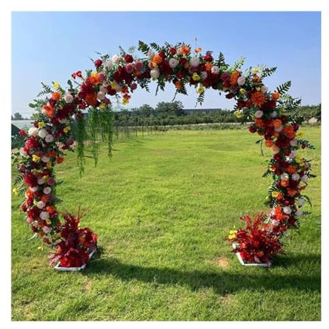 DECAKE Arco de Boda Redondo Blanco con Rosas y Plantas trepadoras - Soporte para pérgola de jardín al Aire Libre - 2,6 x 3,0 m/8,5 x 9,8 pies