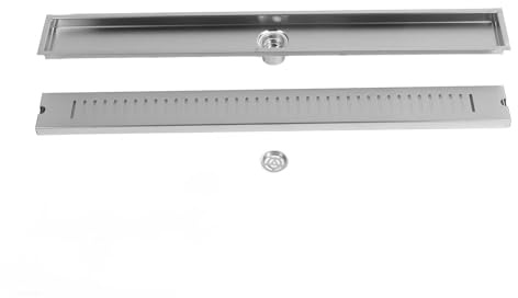 Drenaje para suelo de ducha de acero inoxidable, drenaje lineal, 80 cm, gran descarga, prolongado, antiatascos, baño, desagüe lineal para suelos de baldosas, equipo de baño