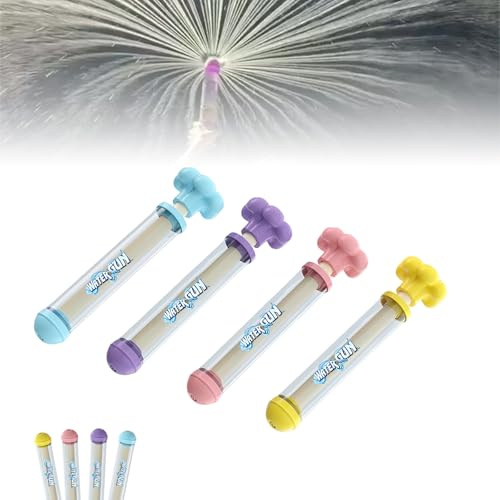 4 Pcs Firework Water Gun - Summer Outdoor Water Squirter, Fun Pull-Out Waterguns, Fireworks Water Spray Toy for Beach Pool Party Family Gatherings Garden, Small