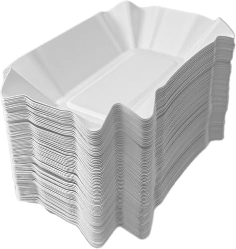 TG-GENT Pommes Schalen 250 Stück KU51 in weiß | 9 x 14 x 3cm Pommesschalen aus Pappe & Currywurst Schale | Pappschalen Einweg bzw. Einwegteller für Gastronomie, Events & den privaten Gebrauch