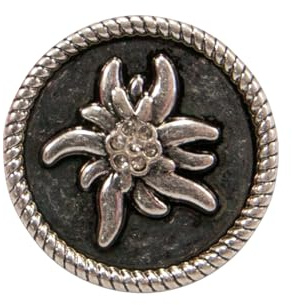 Alpenflüstern Ansteck-Pin Strass-Edelweiß rund - Trachten-Anstecker, Trachtenschmuck für Damen und Herren (in traditionellen Farben) API142
