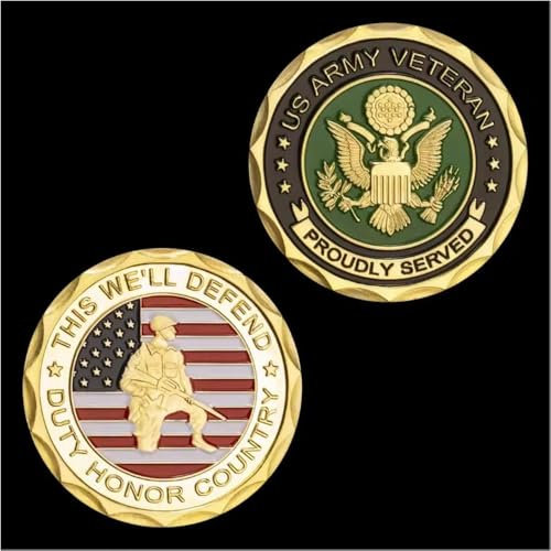 MINHBDER Monedas Conmemorativas Moneda Militar De Veterano del Ejército De Los Estados Unidos Moneda De Desafío Esto Defenderemos Colección Chapada En Oro Regalos