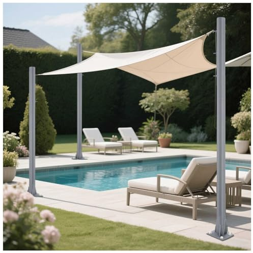 10FT Sun Shade Sail Poles - Heavy Duty Metal Support Kit for Outdoor Canopy, Awning & Patio - 2 Pack Grey Shade Post for Garden & Deck Use