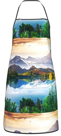 Grembiule Da Cucina Giornata Di Sole Al Lago Di Montagna Resistente All'Olio Grembiule Unisex Grembiuli Industriali Per Grigliata Giardino Cottura Al Forno