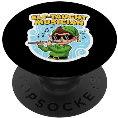 Self Elf Tought Musicista Natale divertente flauto giocatore di Natale PopSockets PopGrip Adesivo